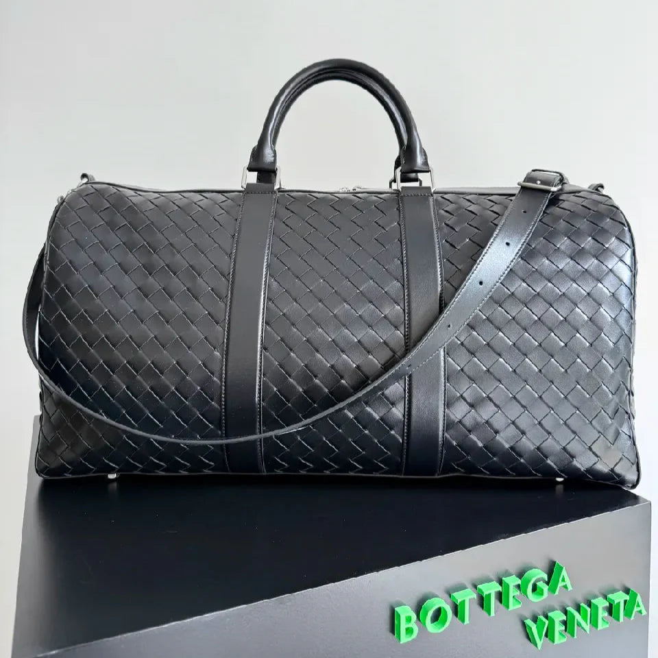 BV 25s  Bottega Veneta Duffel Bag Black Intrecciato leather