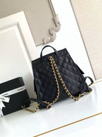 CC 25b Medium Backpack With Chain 23cm Black Caviar GHW