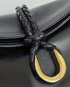 BV Liberta Crossbody Bag Buckle 30cm Black Cowhide