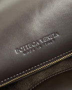 BV Liberta Crossbody Bag Buckle 30cm Chocolate Brown Cowhide