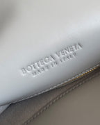 BV Liberta Crossbody Bag Buckle 30cm Silver Gray Cowhide