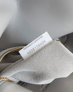 BV Liberta Crossbody Bag Buckle 30cm Silver Gray Cowhide