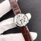 BALLON BLANC DE CARTIER QUARTZ STEEL CASE BROWN LEATHER