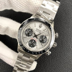 DAYTONA 38MM   BLACK BEZEL SILVER DIAL