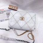 19 FLAP BAG 30CM WHITE QUILTED