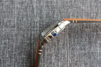 SANTOS 34MM STEEL CASE BROWN LEATHER