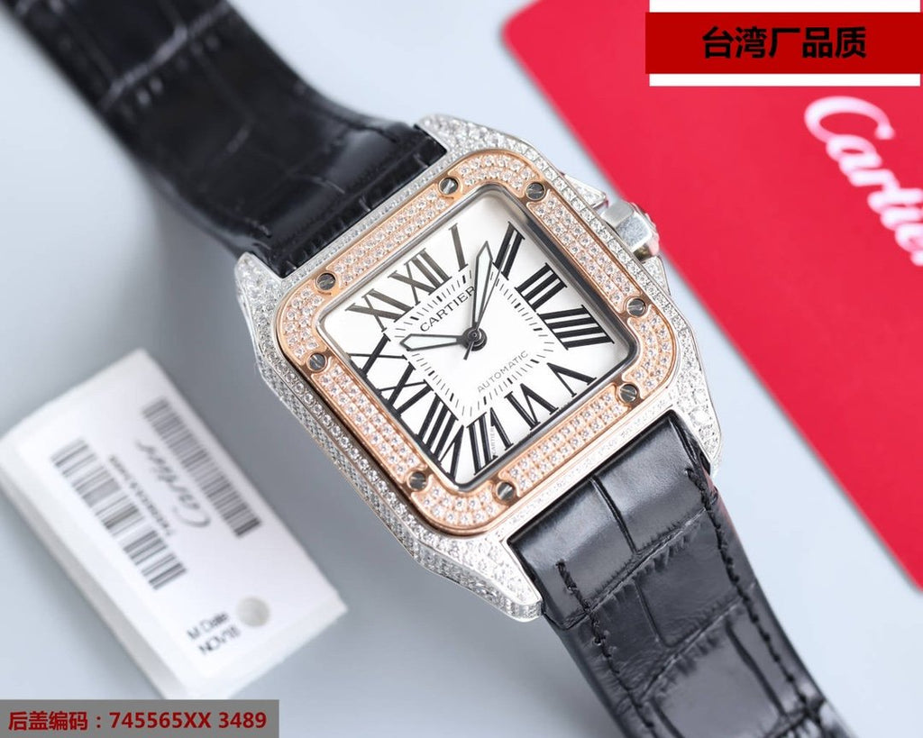 SANTOS 100XL 42MM DIAMOND ROSE GOLD BEZEL