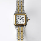 PANTHERE DE CARTIE 22MM QUARTZ GOLD STEEL WHITE DIAL