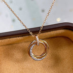 TRINITY NECKLACE SILVER GOLD PINK GOLD DIAMONDS
