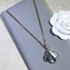 CLOVER GOLD DARK MOP BIG CLOVER NECKLACE