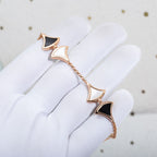 DREAM MOP AND ONYX BRACELET PINK GOLD