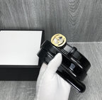 GG BELT INTERLOCKING G BUCKLE 25MM BLACK LEATHER