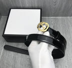 GG BELT INTERLOCKING G BUCKLE 25MM BLACK LEATHER