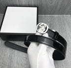 GG BELT INTERLOCKING G BUCKLE 25MM BLACK LEATHER