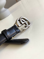 GG MARMONT THIN BELT DOUBLE G BUCKLE BLACK LEATHER