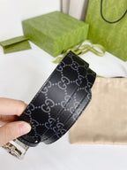 INTERLOCKING G SILVER BUCKLE 38MM BLACK LEAHTER MONOGRAM