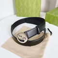 INTERLOCKING G SILVER BUCKLE 40MM BLACK LEAHTER