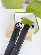 INTERLOCKING G BLACK BUCKLE 40MM BLACK LEAHTER