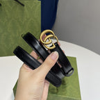 GG BELT DOUBLE G GOLD BUCKLE 20MM BLACK LEATHER