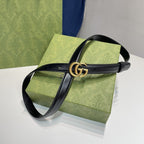 GG BELT DOUBLE G GOLD BUCKLE 20MM BLACK LEATHER