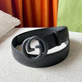 DOUBLE G BLACK BUCKLE 40MM BLACK EMPREINTE LEATHER