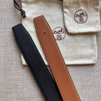 H CONTANCE BELT 38MM GOLD BUCKLE BROWN BLACK LEATHER