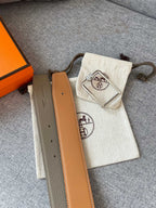 H TUBE BELT 38MM SILVER BUCKLE TIN GREY GOLD LEATHER