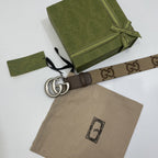 GG BELT 40MM SILVER BUCKLE BEIGE CANVAS
