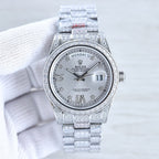 DAY-DATE 41 SILVER CUSTOM ALL DIAMOND