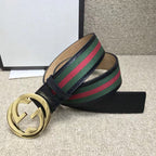 GG BELT DOUBLE G BUCKLE CANVAS FABRIC WIRE 3.8CM