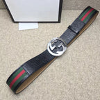 GG BELT DOUBLE G BUCKLE CANVAS FABRIC WIRE 3.8CM