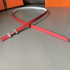 FOCUS BELT SILVER BUCKLE RED AND WHITE REVERSIBLE LEATHER 1.3CM