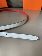 FOCUS BELT SILVER BUCKLE RED AND WHITE REVERSIBLE LEATHER 1.3CM
