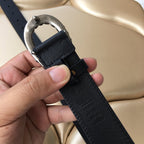 GC BELT 30MM DOUBLE BUCKLE BLACK SNAKE HEAD LEATHER