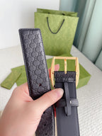 GC BELT GOLD BUCKLE EMBOSSED LEATHER 4.0CM
