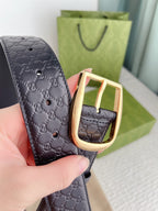 GC BELT GOLD BUCKLE EMBOSSED LEATHER 4.0CM