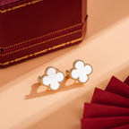 CLOVER MEDIUM WHITE MOP PINK GODL EARRINGS