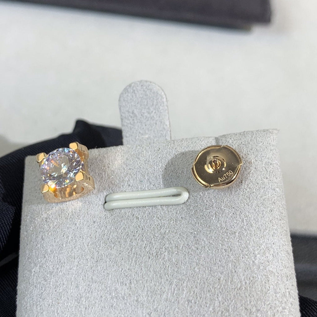 6MM DIAMOND PINK GOLD STUD EARRINGS
