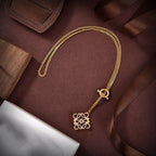 PAVED ANAGRAM HOOP T-BAR GOLD NECKLACE
