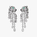 PANTHERE ONYX MALCHITE DIAMOND DROP EARRINGS