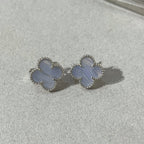 CLOVER CHALCEDONY SILVER STUD EARRINGS