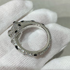 PANTHERE DIAMOND ONYX SILVER RING