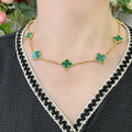 CLOVER 10 MOTIF MALACHITE NECKLACE