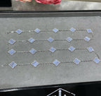 CLOVER 20 MOTIF CHALCEDONY 86CM SILVER NECKLACE