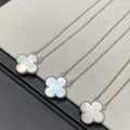 CLOVER MEDIUM SILVER WHITE MOP NECKLACE