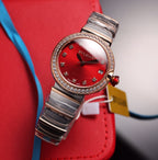 BVL LVCEA 33 PINK GOLD STEEL RED DIAL