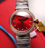 BVL LVCEA 33 PINK GOLD STEEL RED DIAL