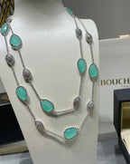 BOHEME 16 MOTIF TURQUOISE DIAMOND SILVER NECKLACE