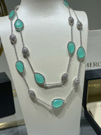BOHEME 16 MOTIF TURQUOISE DIAMOND SILVER NECKLACE
