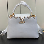 CAPUCINES BB 27 WHITE TAURILLON GOLD HARDWARE